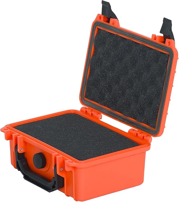 MEIJIA Portable All Weather IP67 Waterproof Protective Case, Hard Case,Camera Case With Customizable Foam,Fit Use of Drones, Cameras,Equipments, 8.12”x6.56”x 3.56” (Orange)