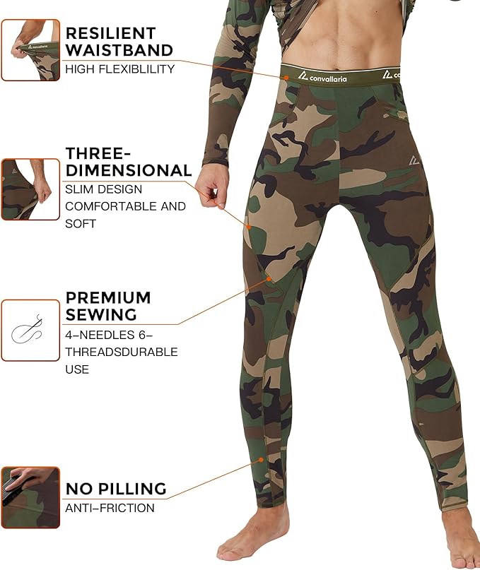 CL convallaria Thermal Underwear Long Johns Set Mens Winter Gift Hunting Gear Sport Base Layer Bottom Top
