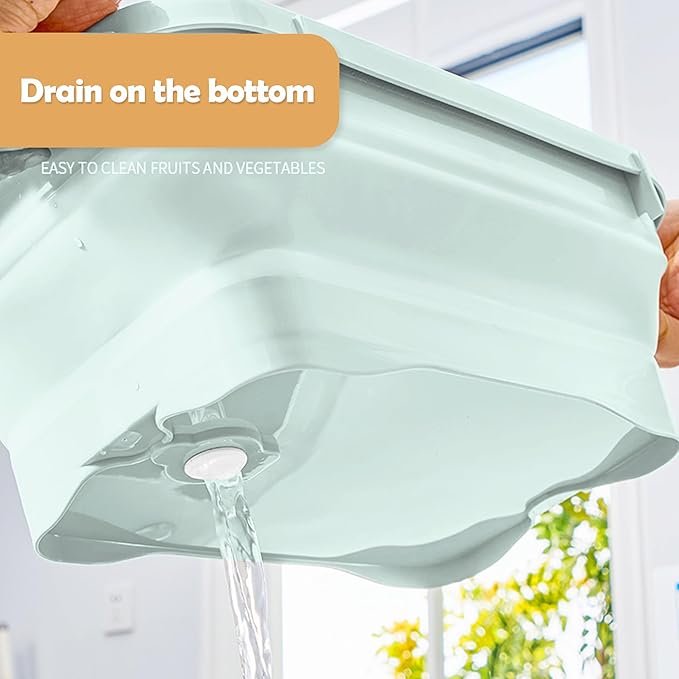 Collapsible Dish Pans, 2Gal (7.5L) Capacity, Plastic Dish Tub Dishpan for Kitchen Sink with Drainage Hole, Foldable Small Wash Basin for Kitchen, Camping, Travel (Green)