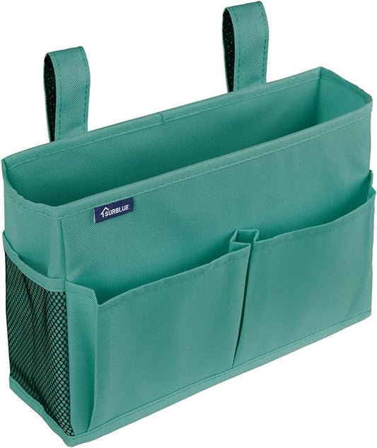 Surblue Caddy Hanging Organizer Bedside Storage Bag for Bunk and Hospital Beds, Teal, Small