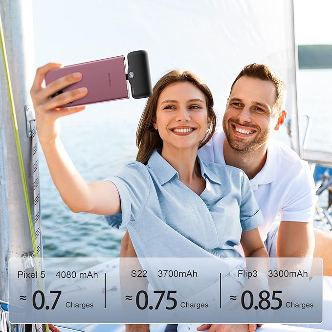 iWALK Small Portable Charger, 4,800mAh 18W PD Fast Charging Power Bank with Built-in USB-C Connector, External Mini Battery Pack for Samsung Galaxy S25/S24/S23, Android, iPhone 15/16/Pro/Max, Black