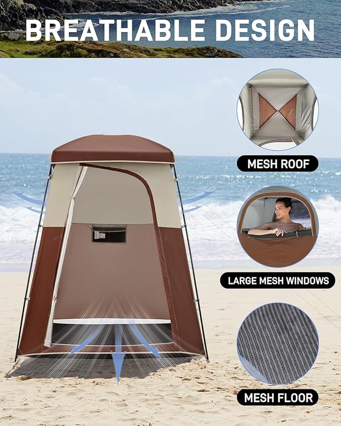 KingCamp Shower Tent, Portable Privacy Tent Outdoor Camping 1/2 Room Toilet Tents with Shower Bag & Dressing Room for Beach, Camping & Hiking