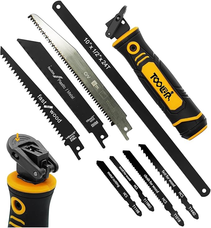 8-In-1 Multi Blades Hand Saw, Drywall Cutter. Hacksaw. Long Blade Hand Saw, Jab Saw, For Cutting Drywall, Sheetrock, Wood, Metel, Plastic, Plywood. Blade Quick Change Mechanism.