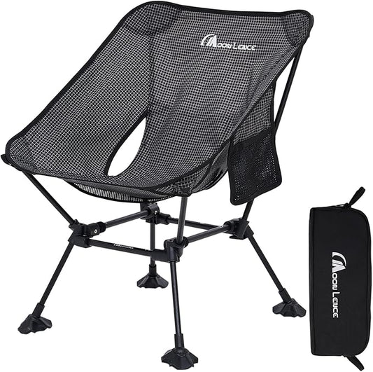 MOON LENCE Camping Chair Plus, Upgraded Comfort & Size, Still Compact and Lightweight, Folding Portable Chair for Backpacking & Hiking, 400Lbs Capacity, Gen 3 Plus (Onyx (Plus))