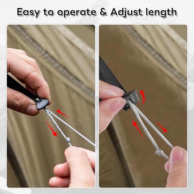 4 Pack Guy Lines-Ultralight Tent Cords with Locking Carabiner Clip, 2mm 100% Nylon Guylines Ropes for Outdoor Camping Tent Tarp,Climbing,Hiking Backpacking (Grey, 4M)