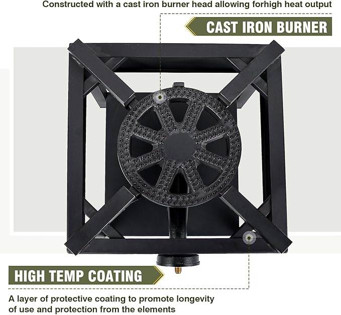 BESTFIRE 260,000 BTU Outdoor Propane Gas Stove with 0-20 PSI Adjustable Regulator and Steel-Braided Hose for Outdoor Home Cooking and Turkey Frying