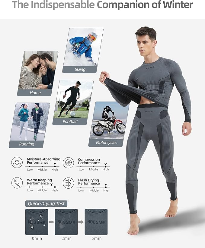 NOOYME Thermal Underwear Long Johns for Men - Long Underwear Base Layer for Cold Weather