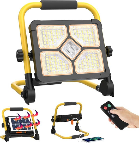 ERAY Rechargeable Work Light with Remote Control and Stand,15000mAh Battery 10000LM Worklight, Portable Solar Camping Lights, IP66 4 Lighting Modes Work Lights for Outdoor Emergency Car Repairing
