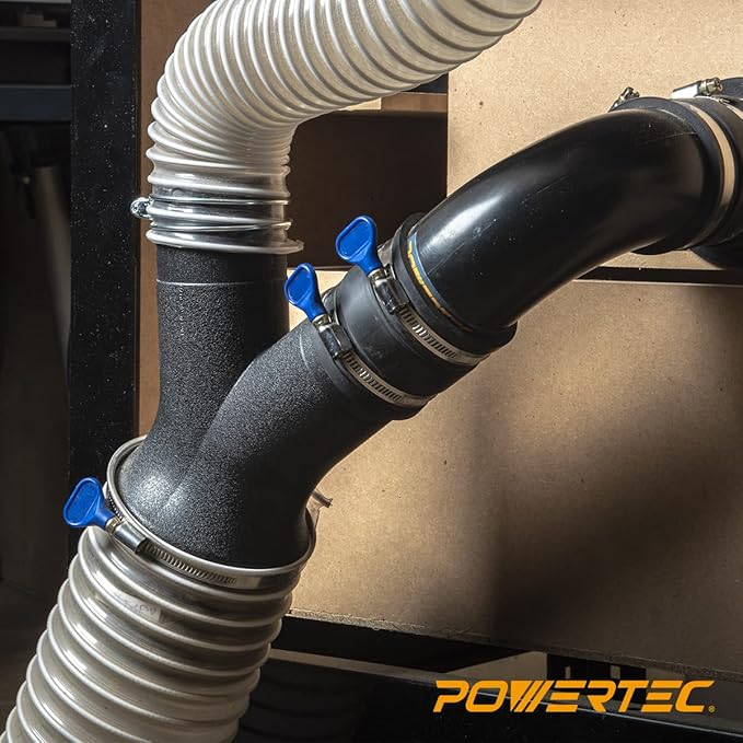 POWERTEC 70337-P6 2-1/2" Dust Control Flex Cuff w/Adjustable Key Hose Clamps, Hose Connector Rubber Cuff Coupler for Woodworking Dust Collection Fittings, Dust Collector Accessories & Machinery, 6 PK
