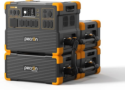 pecron Portable Power Station 3072Wh E3600LFP with 3xEP3000-48V(3072Wh) Expandable to 12288Wh, 5x3600W AC Outlets Power Station, LiFePO4 Battery Backup Solar Generator for RV, Camping, CPAP, Emergency