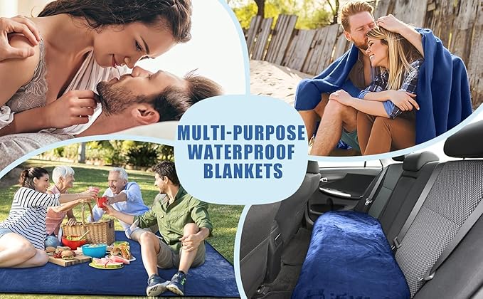 Waterproof Blanket for Bed, Water Resistant, Water Proof, Stain Proof, Leakproof & Spill-Proof Flannel (Navy Blue & Abyss Green, 60x80)