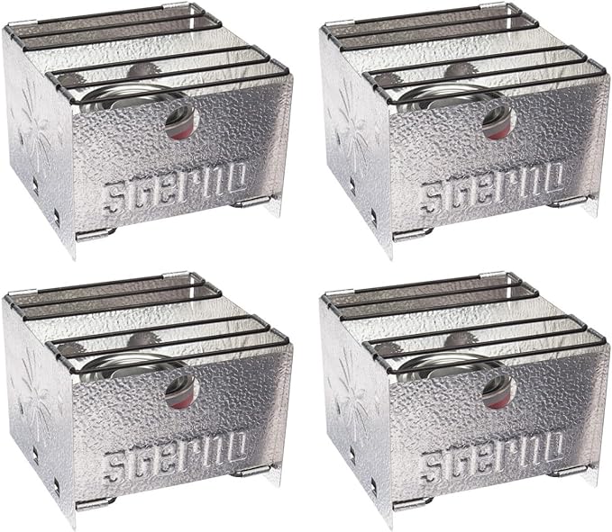 Sterno Foldable Portable Camping Stove - Easy-to-Assemble Outdoor Cooking Stove for Camping, Picnics, Tailgating & Emergencies - Silver