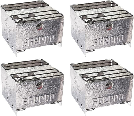 Sterno Foldable Portable Camping Stove - Easy-to-Assemble Outdoor Cooking Stove for Camping, Picnics, Tailgating & Emergencies - Silver