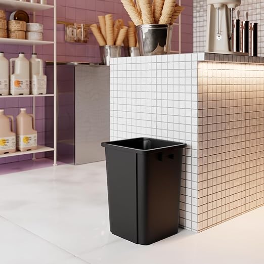19 Gallon Black Square Commercial Trash Garbage Can | Outdoor Office Restauran School Kitchen