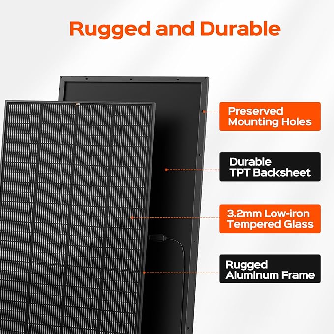 RICH SOLAR 250 Watt 24 Volt 16BB Cell Monocrystalline Solar Panel High Efficiency UL Certified Solar Module for RV Trailer Camper Marine Off-Grid All Black