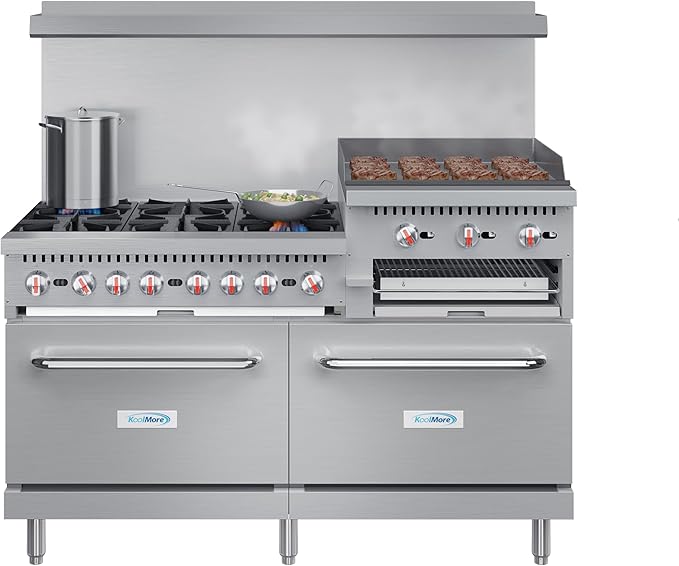 KoolMore KM-CRGB60-NG 60 in. 6 Burner Commercial Natural Gas Range with 24 in. Griddle and Broiler