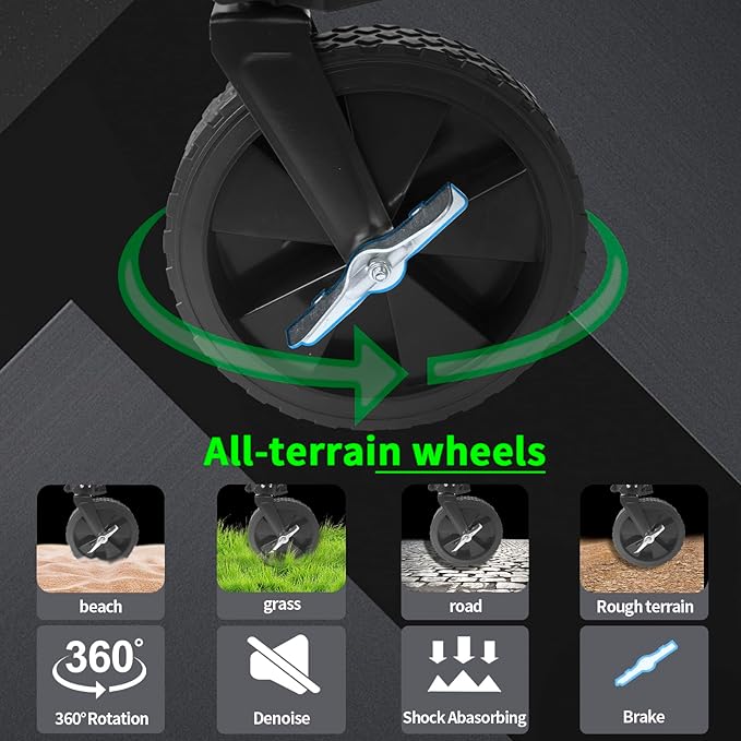 Collapsible Folding Wagon,Utility Beach Wagon Cart Heavy Duty Foldable with All-Terrain Wheels,Large Capacity Foldable Grocery Wagon for Garden Sports Outdoor Camping（Black）