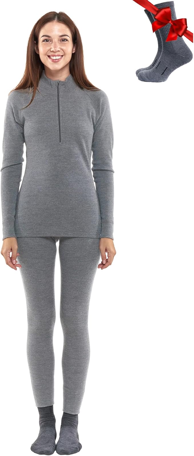 Merino.tech Merino Wool Base Layer Women Set - Heavyweight, Lite, Midweight Merino Thermal Underwear For Women Top, Bottom