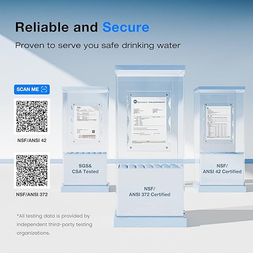 Purewell 2.25G Gravity Water Filter System with Water Level Window, 8-Stage Stainless Steel Countertop System with 4 Filters and Stand, Reduce Fluoride and Chlorine, PW-KST-CF