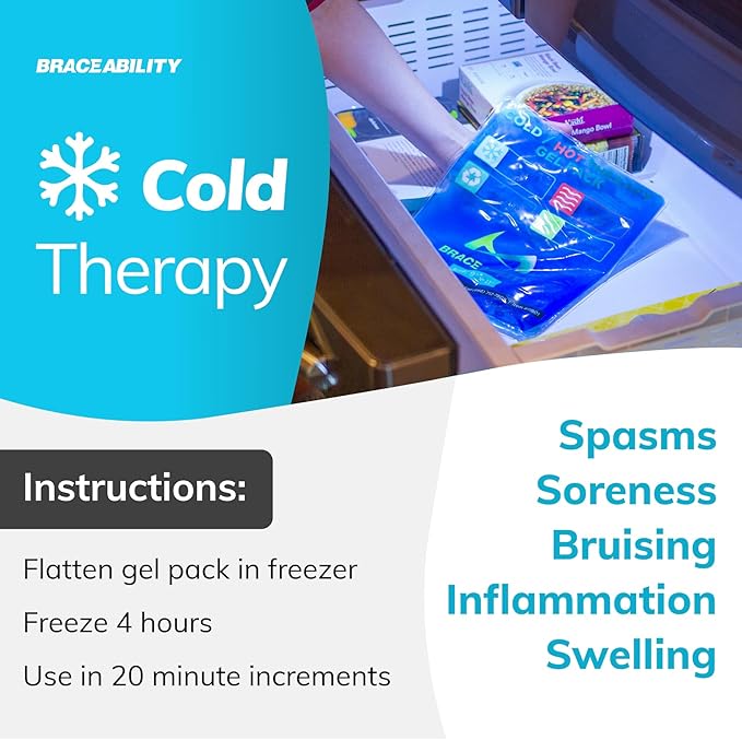 BraceAbility Medical Gel Hot Cold Pack - Reusable Soft Flexible Ice Pack for Hip, Shoulder, Knee, Back - Comfort Cold Compress for Injuries, Swelling, Bruises, Surgery, Kids, Adults (6.5" x 9.5")