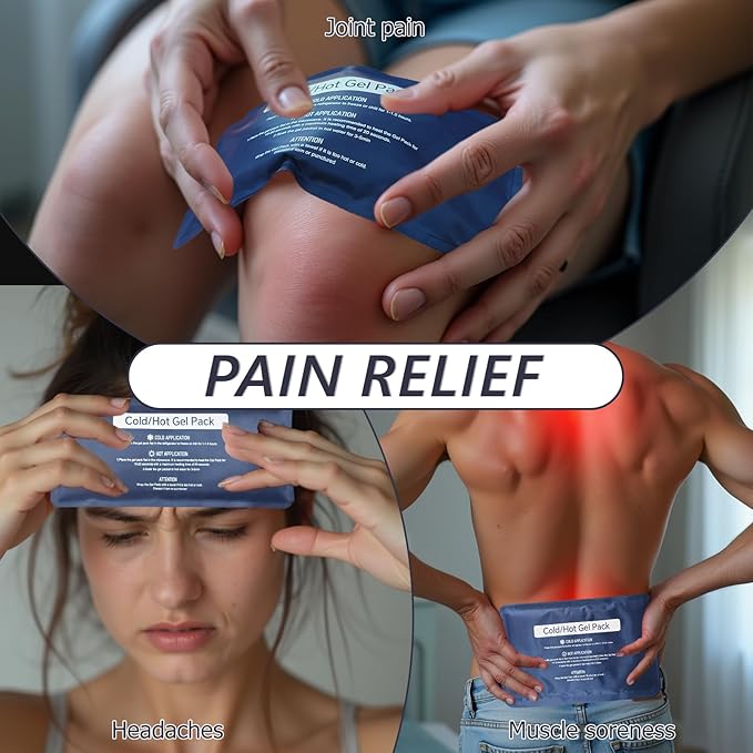 Hot & Cold Gel Packs for Pain Relief 12x16 Inch Ice Packs Reusable Blue Cold Packs for Swelling, Bruises, Injuries, Surgery, Toothache