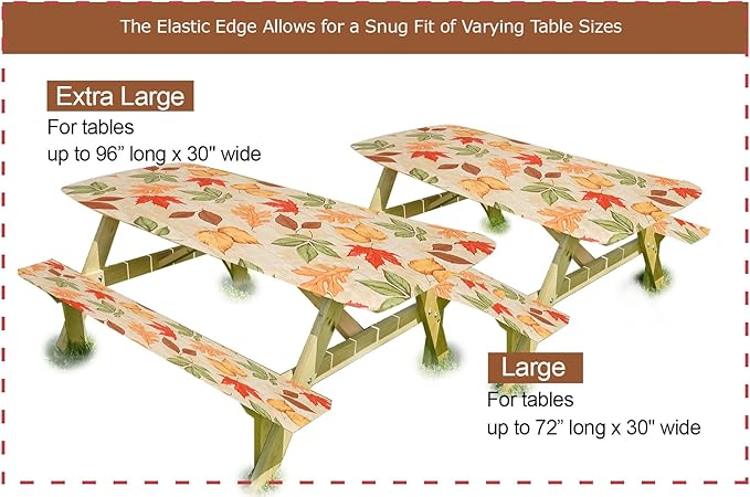 LAMINET Picnic Table Cover All Over Leaves - Small