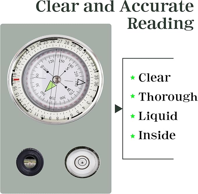 Compasses，Hiking Compass for Survival with ，Compass Survival，Waterproof Durable and Pocket-SizedTactical Survival Compass with Lanyard，Climbing Biking Exploring Geology, Outdoor Activities