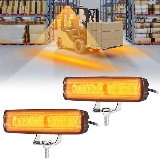 LED Forklift Safety Light - 2 Pack Warehouse Warning Light with Adjustable Mounting Bracket for Truck, AGV Security Indicator Spotlight Brightness (Yellow)