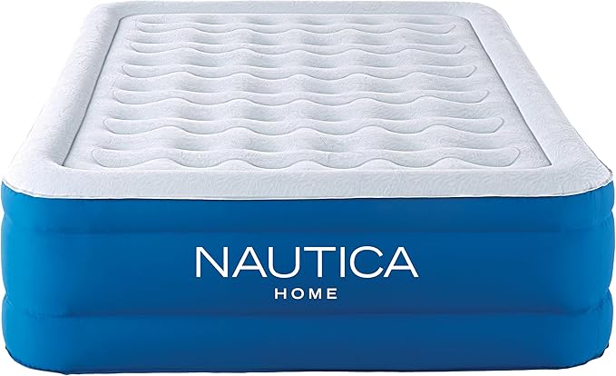 Nautica Home 16" Support Aire Size Full Cooling Pillow Top with Raised Edge Support, Curved iFlex Beam Construction, Inset Powerful Pump, Puncture Resistant Vinyl, Storage Bag
