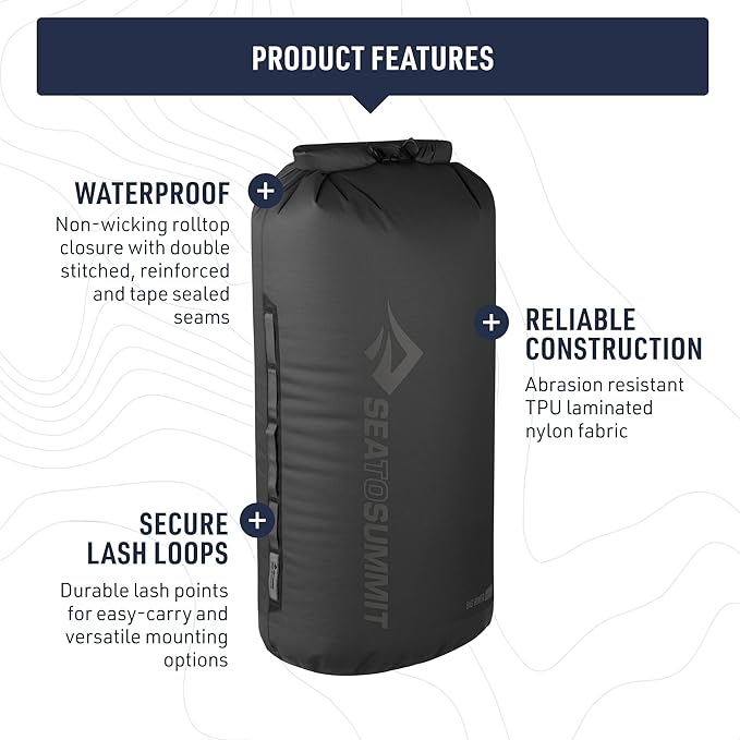 Sea to Summit Big River Dry Bag, Heavy-Duty Dry Storage, 20 Liter, Jet Black