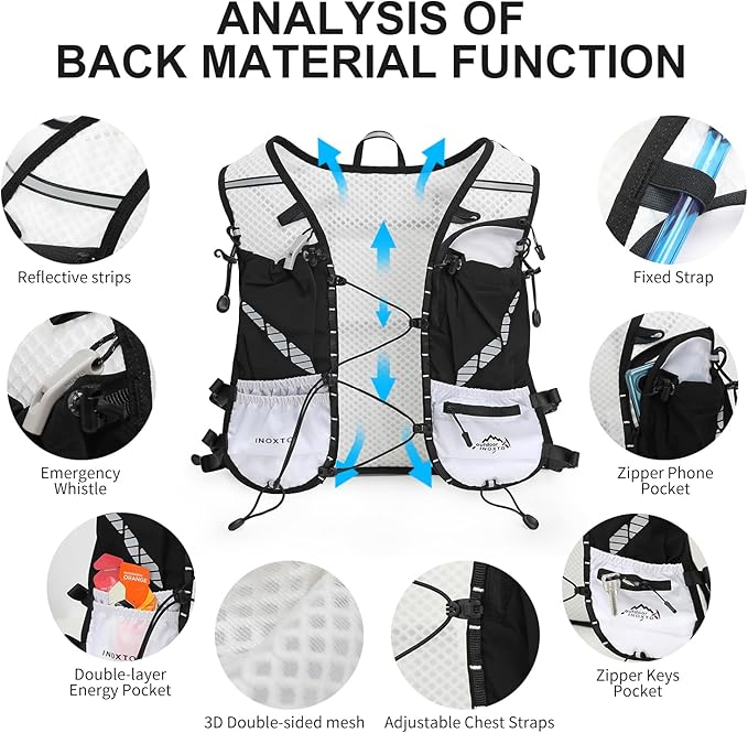 Running Hydration Vest Backpack, Lightweight Water Backpack with 1.6L Water Bladder Daypack for Women Men,Adjustable Running Vest Pack for Trail Running Hiking Cycling Race Marathon
