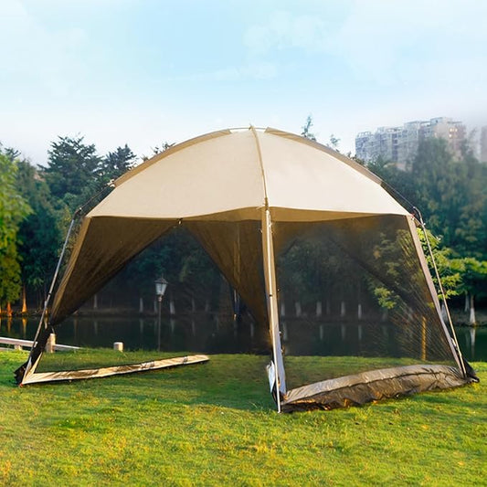 GVDV Screen House Tent 11x11 Ft Mesh Net, Outdoor Camping Screen Room Sun Shade Gazebo Shelter Included Carry Bag, Easy Setup & Waterproof, Perfect for Family Picnic, Backyards, BBQ and Party