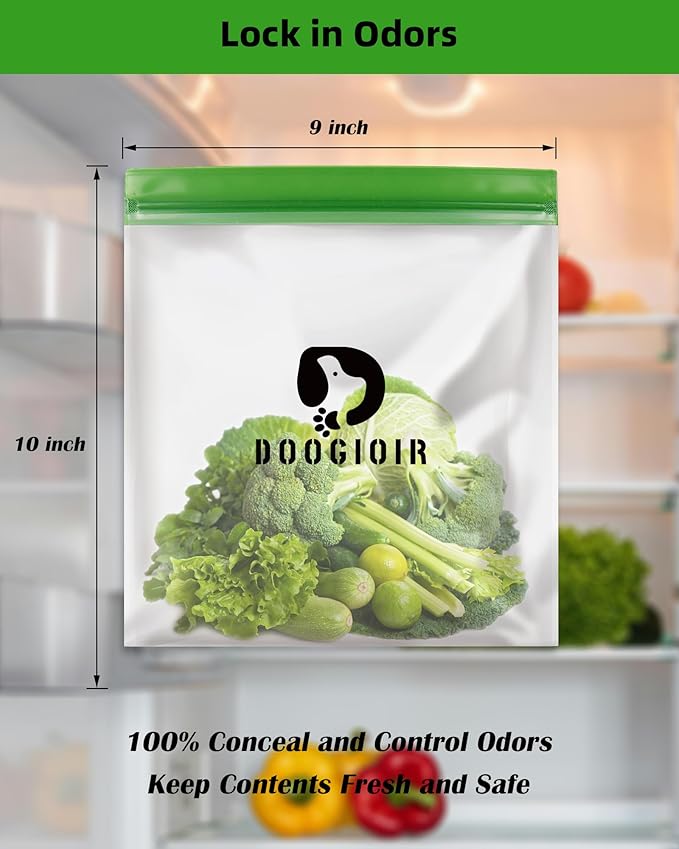 Odor Proof Storage Bags - 9ｘ10 Inch Double Seal Odor Barrier Storage Bags for Backpacking, Camping and Household, Lock in Odors Keep Contents Fresh and Waterproof, Reusable Odor Proof Bags (2 Pack)