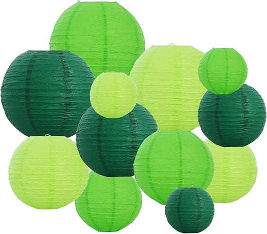 BEISHIDA 12 Pcs Forest Mix Paper Lanterns,Hanging Decorative Chinese Japanese Round Paper Lantern Lamp for Birthday Wedding Baby Bride Shower Home Party Decoration