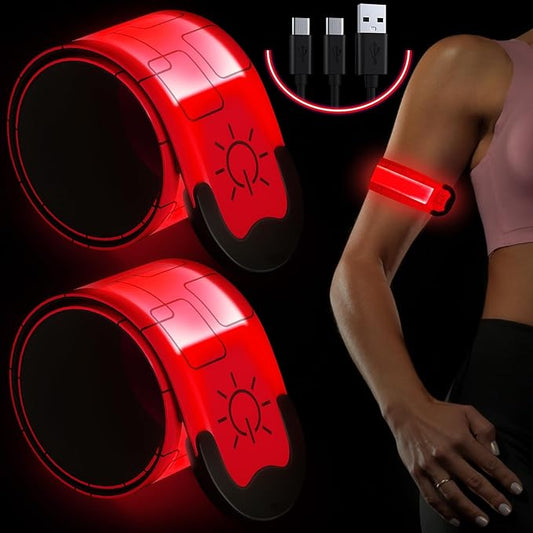LED Armband for Running (2 Pack), Light Up Armbands Rechargeable, Running Lights, High Visibility Reflective Running Gear for Running Walking Cycling