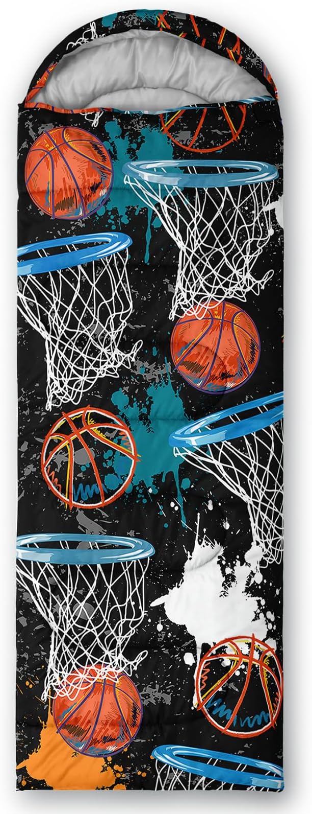 Axolotl Gamepad Sleeping Bag,3 Season Warm and Cool Weather Game Console Sleeping Bag for Boys Teens,Waterproof Lightweight Geometry Hexagonal Sleeping Bag for Traveling,Outdoors Camping,Blue,Black