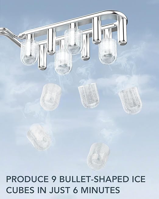 Ice Maker Countertop, Efficient Easy Carry Ice Machine, Self-Cleaning Ice Maker with Ice Scoop & Basket, 9pcs/ 8mins 26.6Lbs Per Day for Home/Office/Kitchen,RED