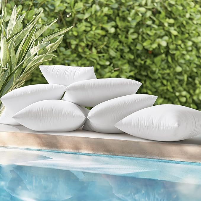 MIULEE Pack of 2 20x20 Inch Outdoor Pillow Inserts Waterproof Decorative Throw Pillow Insert, Square Lumbar Garden Pillow Form for Patio Sofa Couch