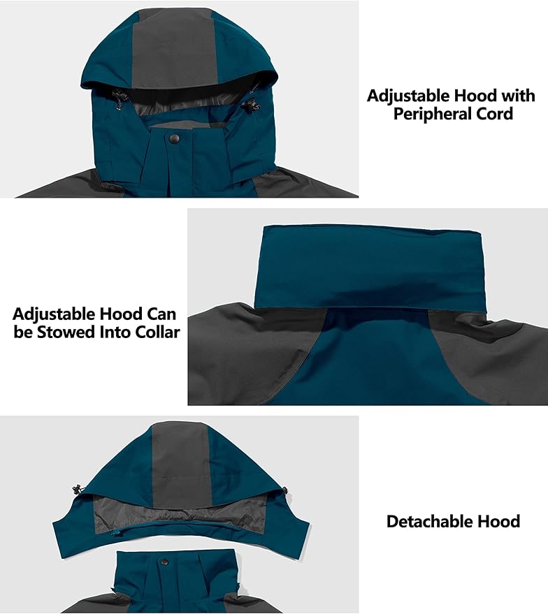 Little Donkey Andy Men's Waterproof Rain Jacket Outdoor Lightweight Hooded Raincoat for Hiking Golf Travel Fishing