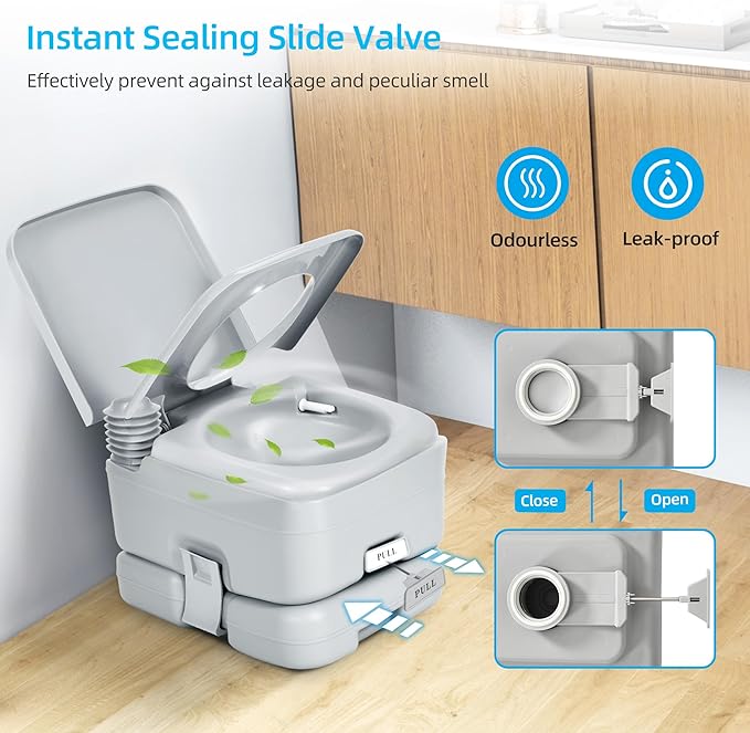 YITAHOME 3.2 Gallon Portable Toilet for Camping, RV Travel Porta Potty with Press Flush Pump, Anti-leak for Truck Travel, Boating, Hiking, Trips