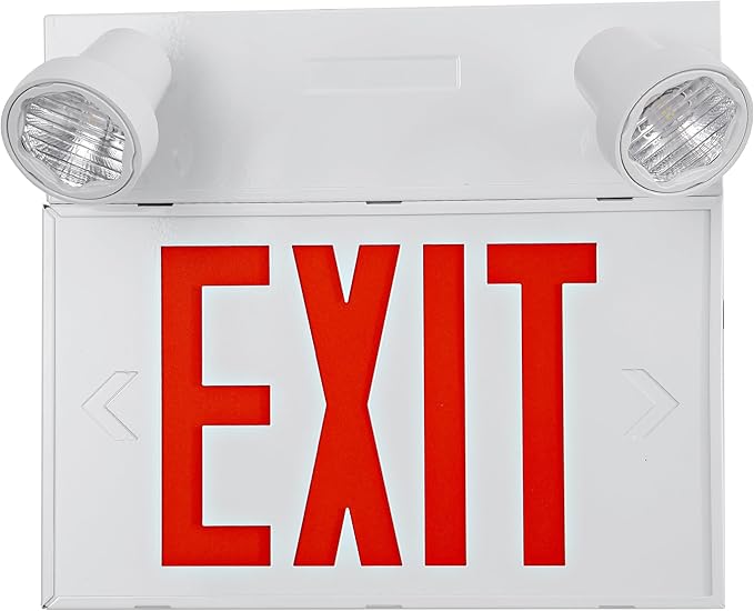 TANLUX Steel Exit Sign with Remote Capabilities, 36 Watt Battery Pack, AC 120-347V Input, Commercial Battery Unit Emergency Lights with 2 by 2 watts Head, Up To 4 Hours Emergency Duration Time