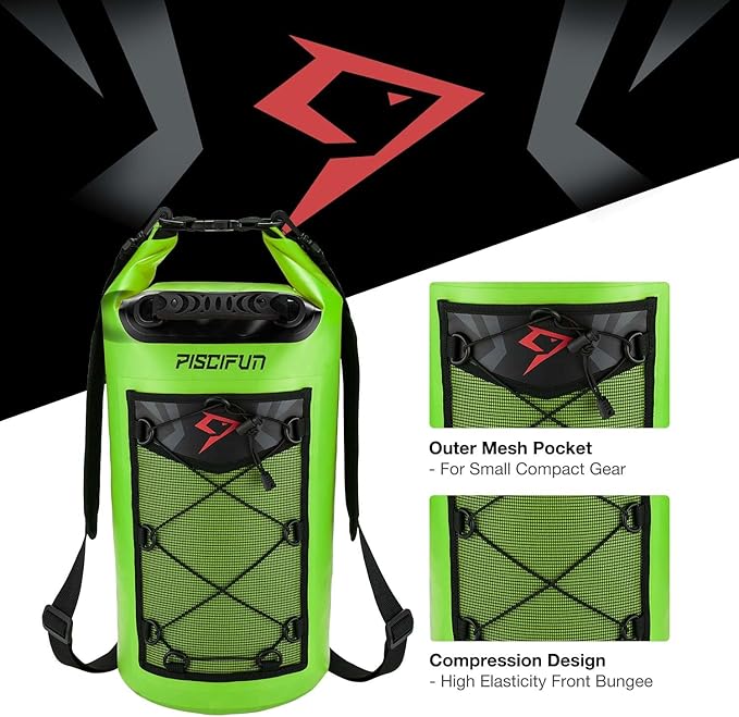 Piscifun Dry Bag, Waterproof Floating Backpack 5L/10L/20L/30L/40L with Waterproof Phone Case for Boating, Kayaking, Fishing