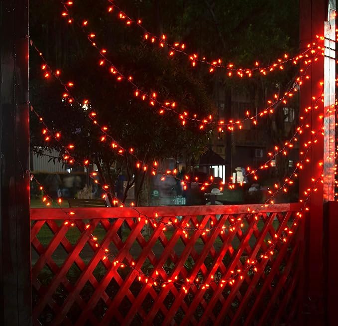 100 Count Orange String Lights Plug in, 21ft Fall Lights with Black Wire, Orange Lights for Halloween Decorations Indoor, Mini String Lights Outdoor Tree Porch,Party Decor