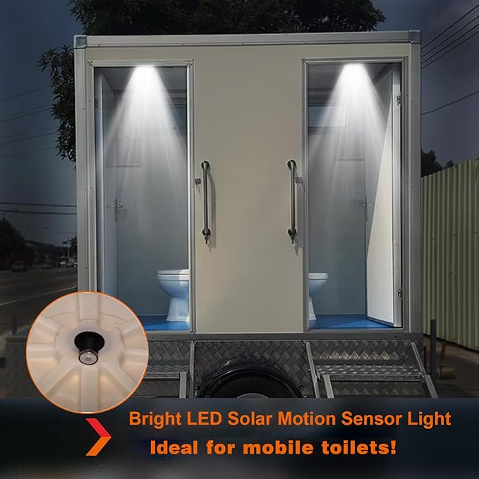 Solar Motion Sensor Lights for Outdoor Portable Toilet, Waterproof Roof Mounted Solar Light for Chicken Coop, Dog House, Storage Shed,Portable Restroom,Camping Accessories
