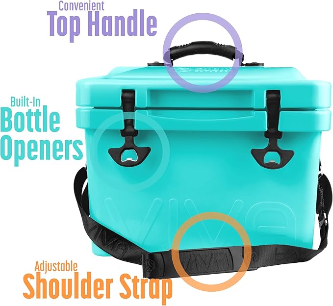 Viva 14QT On-The-Go Personal Portable Hard Cooler Ice Chest | Everyday, Beach, Sports, Gatherings, Groceries/Market