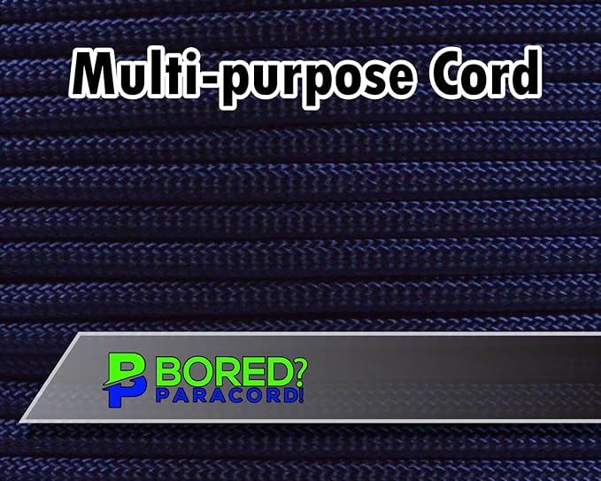 BORED? PARACORD! 550 lb Paracord - Ideal for Crafting, Camping, DIY Projects, Active & Military Outdoors - Strong Survival Rope - Tactical Parachute Cord Type III - Acid Midnight Blue 250 Feet