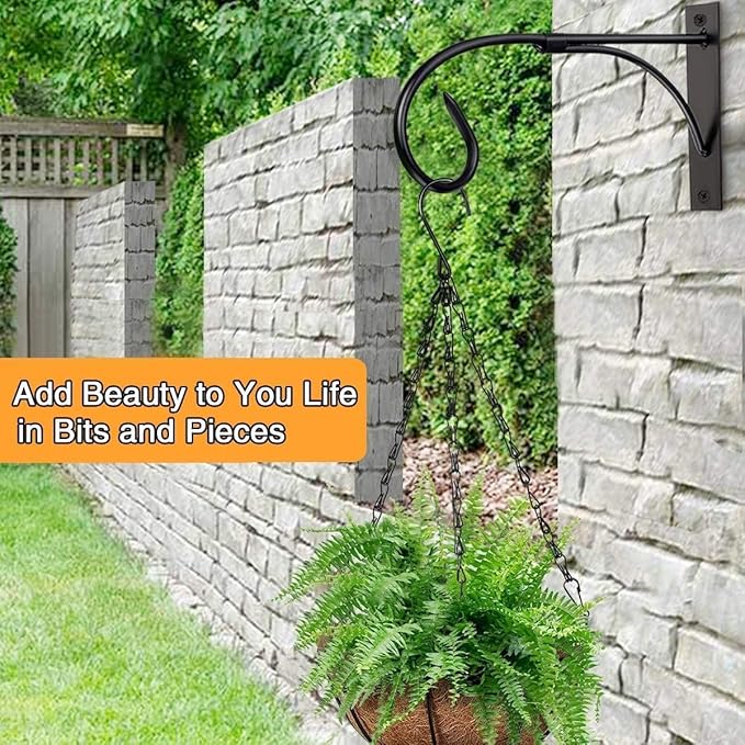 Wall Mount Hanging Plant Bracket, 2 Pack 11 Inches Plant Hook, Heavy Duty Rustic Decorative Metal Plant Hanger for Hanging Plant Flower Lantern Bird Feeder Wind Chimes