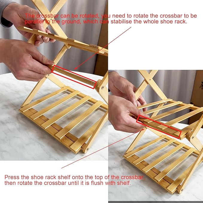 YYW Bamboo Shoe Rack for Entryway,Installation-Free and Foldable Vertical Shoe Storage Organizer,Free Standing Shoe Racks Shelf Closet Shoe Organizer for Living Room (Tawny-7 Layers)