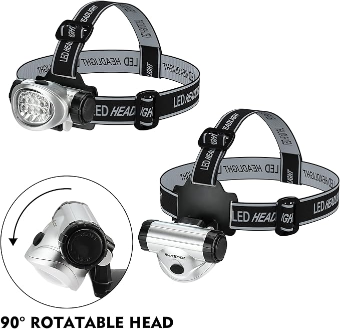 EverBrite 5-Pack LED Headlamp, 4 Lighting Modes, Pivoting Head with Adjustable Headband, Perfect for Running, Camping and Hiking, Batteries Included