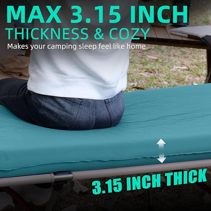 Self Inflating Sleeping Pad with Electric Pump, 3.15" Ultra-Thick Memory Foam Camping Sleeping Mat with Pillow, 9.5 R-Value Insulated Camping Pad Mattress for Travel Car Tent